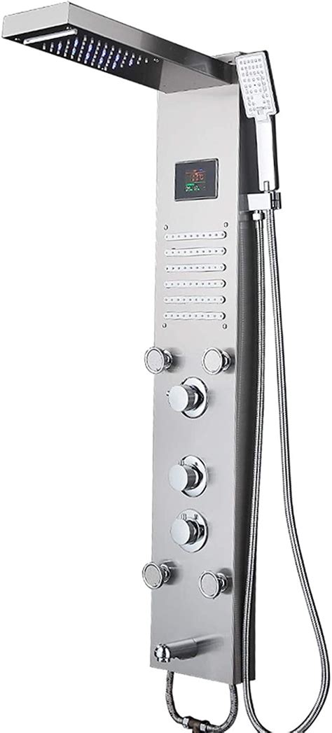 【us In Stock】lyboho Stainless Steel Bathroom Shower Panel Tower System Led Wall Mounted