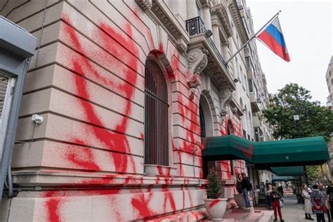 View Russian Consulate Nyc Vandalized Red Editorial Stock Photo Stock