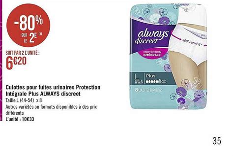 Promo Culottes Pour Fuites Urinaires Protection Intégrale Plus Always Discreet chez