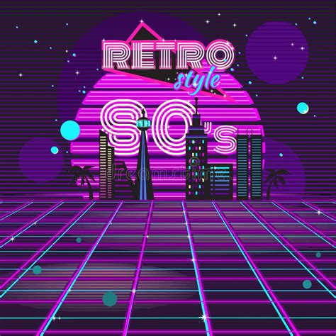 Retro Style 80s Disco Design Neon Stock Vector Illustration Of