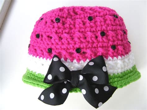Crochet Hat Pattern Watermelon Bucket Hat Newborn To Adult Etsy