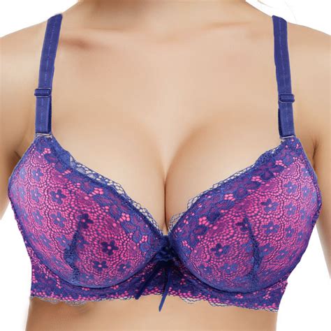 Plusgalpret Push Up Padded Bras For Women Lace Emboridery Plus Size Bra Add Two Cup Underwire