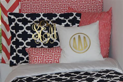 Gold Metaillic Monogram With Delta Delta Delta Sorority Letters Design Your Bedding Today P