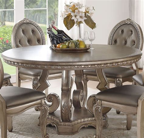Acme Furniture Northville Round Dining Table In Antique Silver 66915