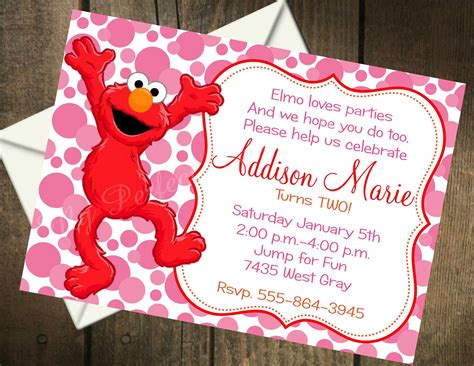 Party Invitations Invitations Elmo Pink