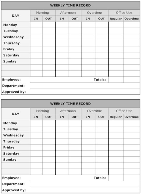 Heartwarming Excel Timesheet Template With Lunch And Overtime Church