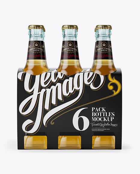Download White Paper 6 Pack Beer Bottle Carrier Mockup - Front View in Bottle Mockups on Yellow Images ...
