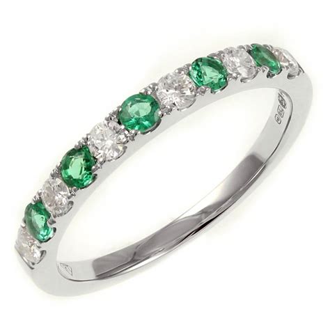 18ct White Gold 031ct Emerald And 024ct Diamond Eternity Ring Wedding