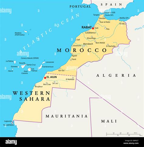 Morocco And Western Sahara Political Map DBP62T 