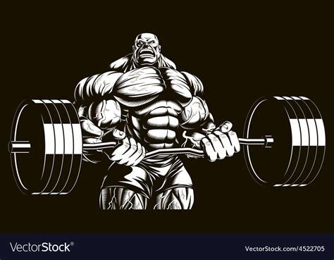 Bodybuilder With Barbell Royalty Free Vector Image