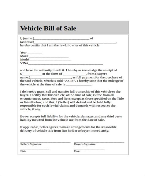 Generic Bill Of Sale Template 17 Free Word Pdf Document Downloads