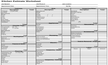 This spreadsheet is a helpful tool for planning please note. Construction Estimating Template - Kitchen Cost Estimate ...