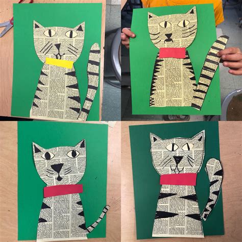 Newspaper Collage Cat · Art Projects For Kids
