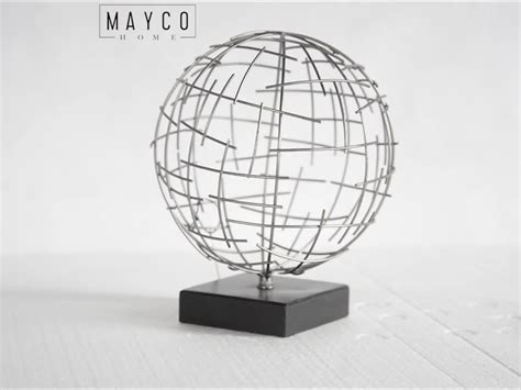 Mayco Modern Globe Wire Metal Art Craft Table Top Home Decor Statues
