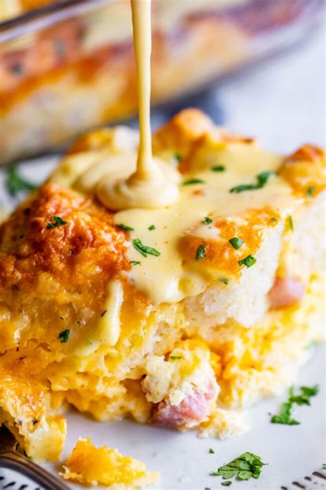 Cheesy Ham And Egg Breakfast Casserole With Biscuits From The Food