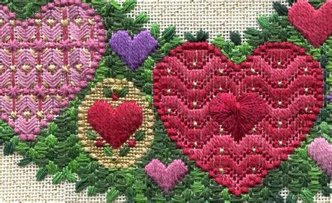 Two Handed Stitcher Hearts Flowers Friday Needlepoint Designs
