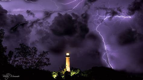 Lighthouse In Jupiter Fl During A Lightning Storm Rpics