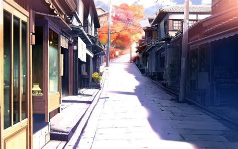 Wallpaper Landscape Drawing Fall City Street Architecture Anime