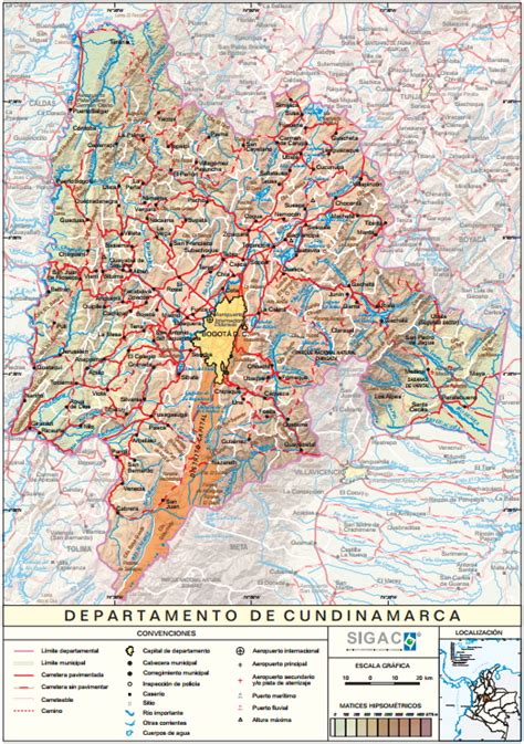 Mapa Para Imprimir De Cundinamarca Mapa Físico De Cundinamarca