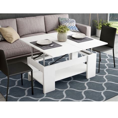 Boulon blanc, una mesa de centro que se convierte en mesa de comedor con un solo movimiento. Mesa de Centro Convertible modelo MECECM01 - Muebles AR