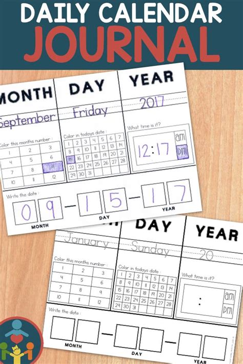 Daily Calendar Journal Calendar Time Dating Practice Teaching