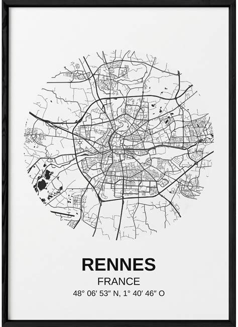 Affiche Carte De Ville De France Rennes LAfficherie Carte De Rennes Rennes Rennes Ville