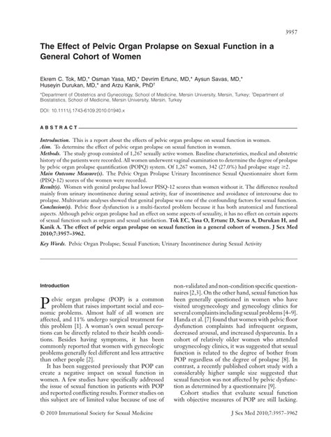 Pdf The Effect Of Pelvic Organ Prolapse On Sexual Function In A General Cohort Of Women