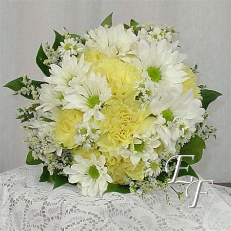 White Daisies And Yellow Carnations Daisy Bouquet Wedding