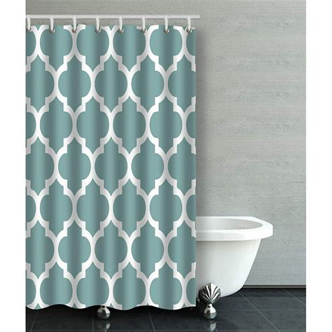 Bpbop Classic Quatrefoil In Sea Glass Blue And White Bathroom Shower Curtain 48x72 Inches
