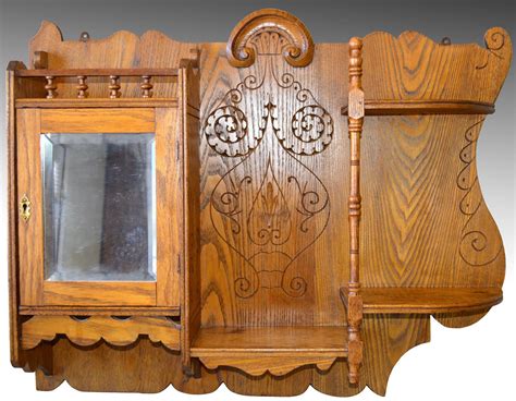 Sold Oak Carved Victorian Medicine Cabinet What Not Shelf Maine