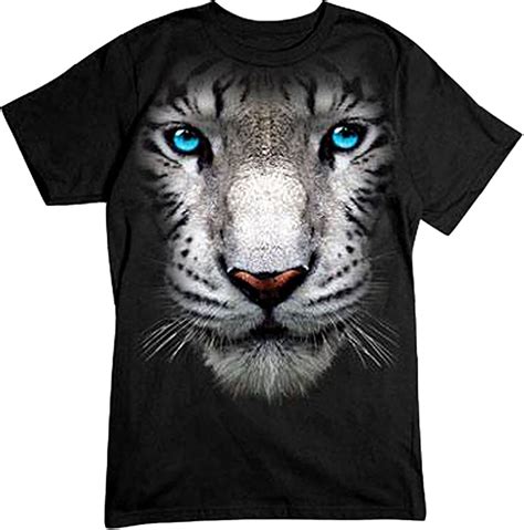 Publiciteez Mens Big White Tiger Face T Shirt Clothing