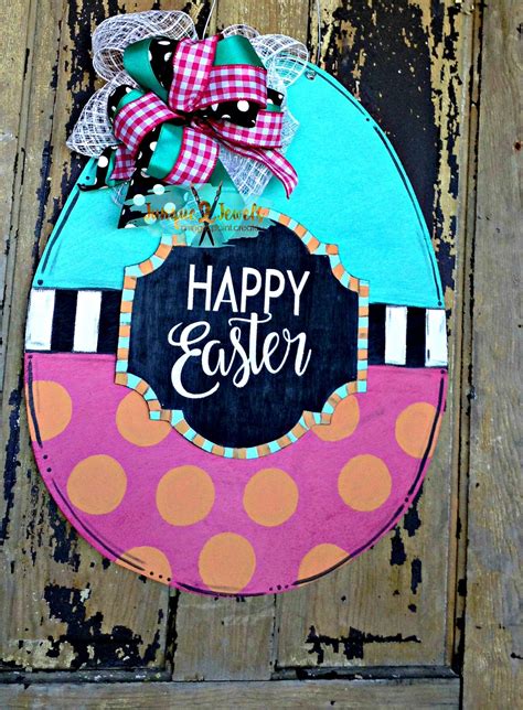 Happy Easter 3 D Easter Egg Door Hanger Door Hangers Easter Wooden