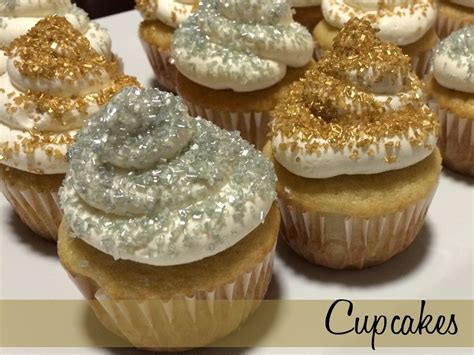 Gold And Silver Sprinkles On Vanilla Cupcakes Vanilla Cupcakes
