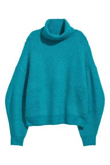 Knit Turtleneck Sweater Turquoise Melange Ladies Handm Us