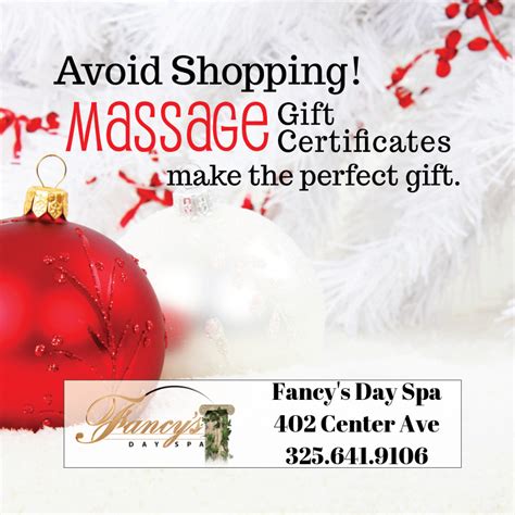 Christmas Is Just Days Away Avoid Shopping And Pick Up A T Card At Fancy S Massage Is The