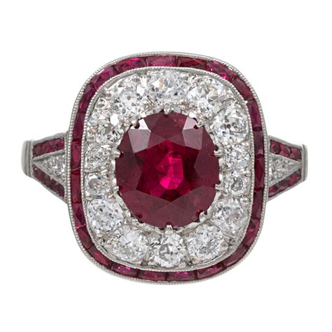 Art Deco Style 219 Carat Ruby And Diamond Ring Fourtané