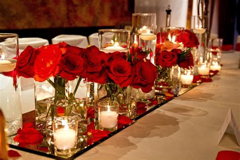Red Rose Centrepiece Red Wedding Decorations Red Roses Centerpieces