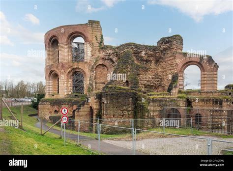 Trier Imperial Baths Kaiserthermen Ruins Trier Germany Stock Photo