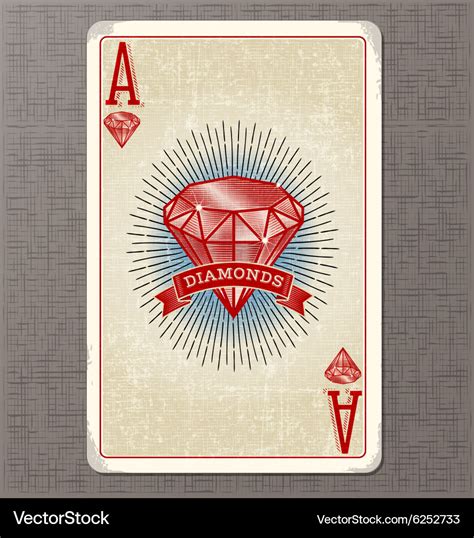 Ace Of Diamonds Vintage Playing Card Royalty Free Vector