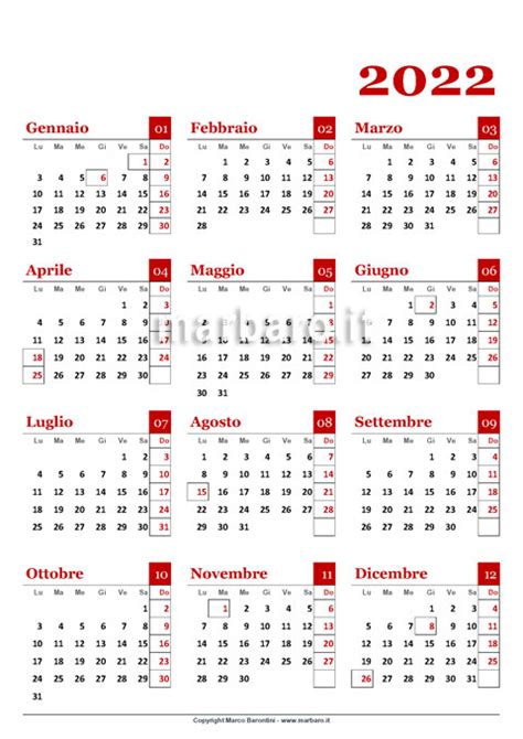 Calendario 2022 Da Stampare Word
