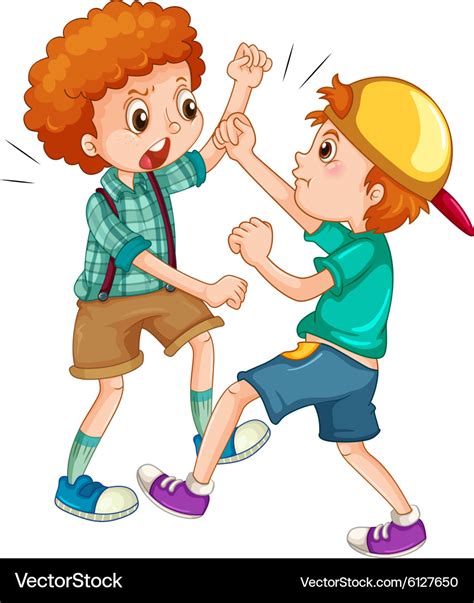 Two Boys Fighting Each Other Royalty Free Vector Image