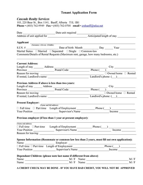 Free Printable Rental Application Form Word Printable Templates