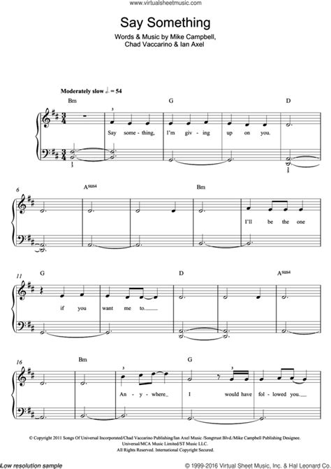 Say Something Sheet Music For Piano Solo Beginners Pdf