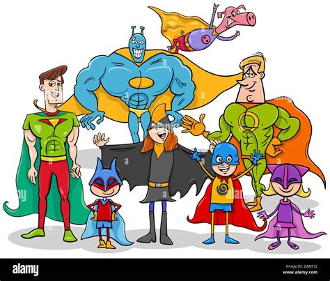 Cartoon Superheroes Fantasy Characters Group Stock Photo Alamy