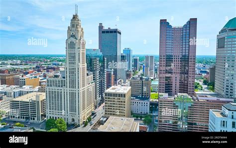 City View Columbus Ohio Aerial With Leveque Tower And Huntington Center