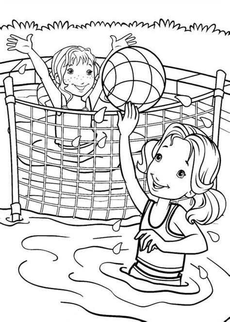 Desenho de Meninas jogando vôlei na piscina para colorir Tudodesenhos