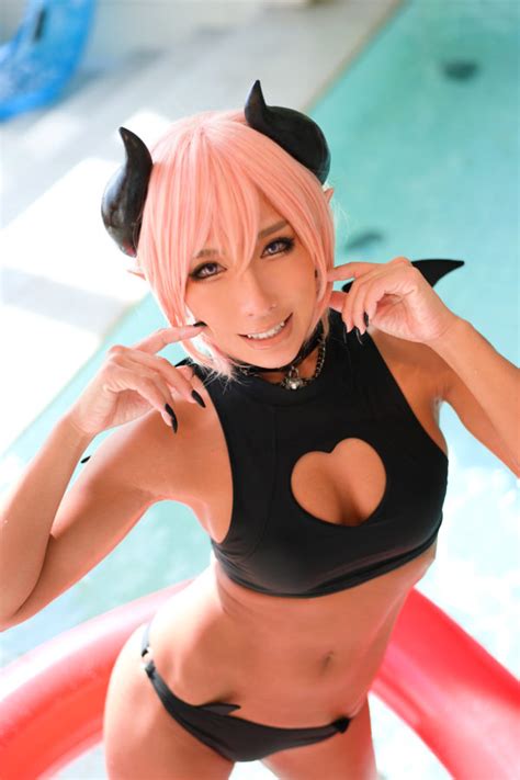 Tanned Beauty Non Takes Back The Summer With Demon Swimsuit Cosplay