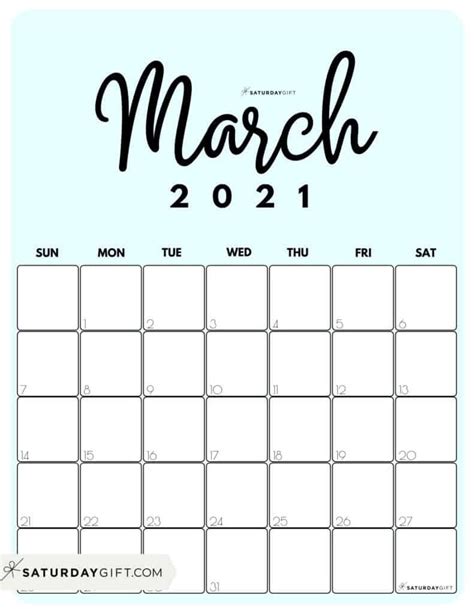 March 2021 Printable Calendar Calendar Template Printable