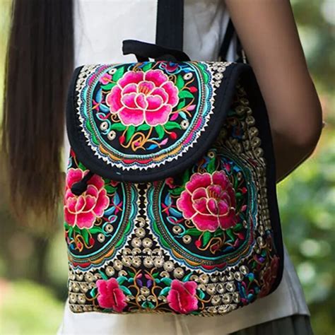 New Chinese Floral Embroidery Women Backpack Hot Original National