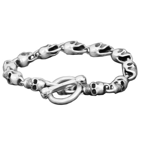 Mens Sterling Silver Skull Bracelet Bijouxstore Webid447